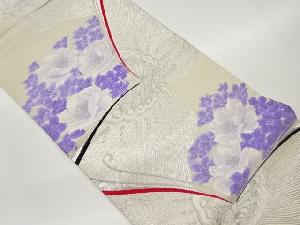 蝶に花々模様織出し袋帯